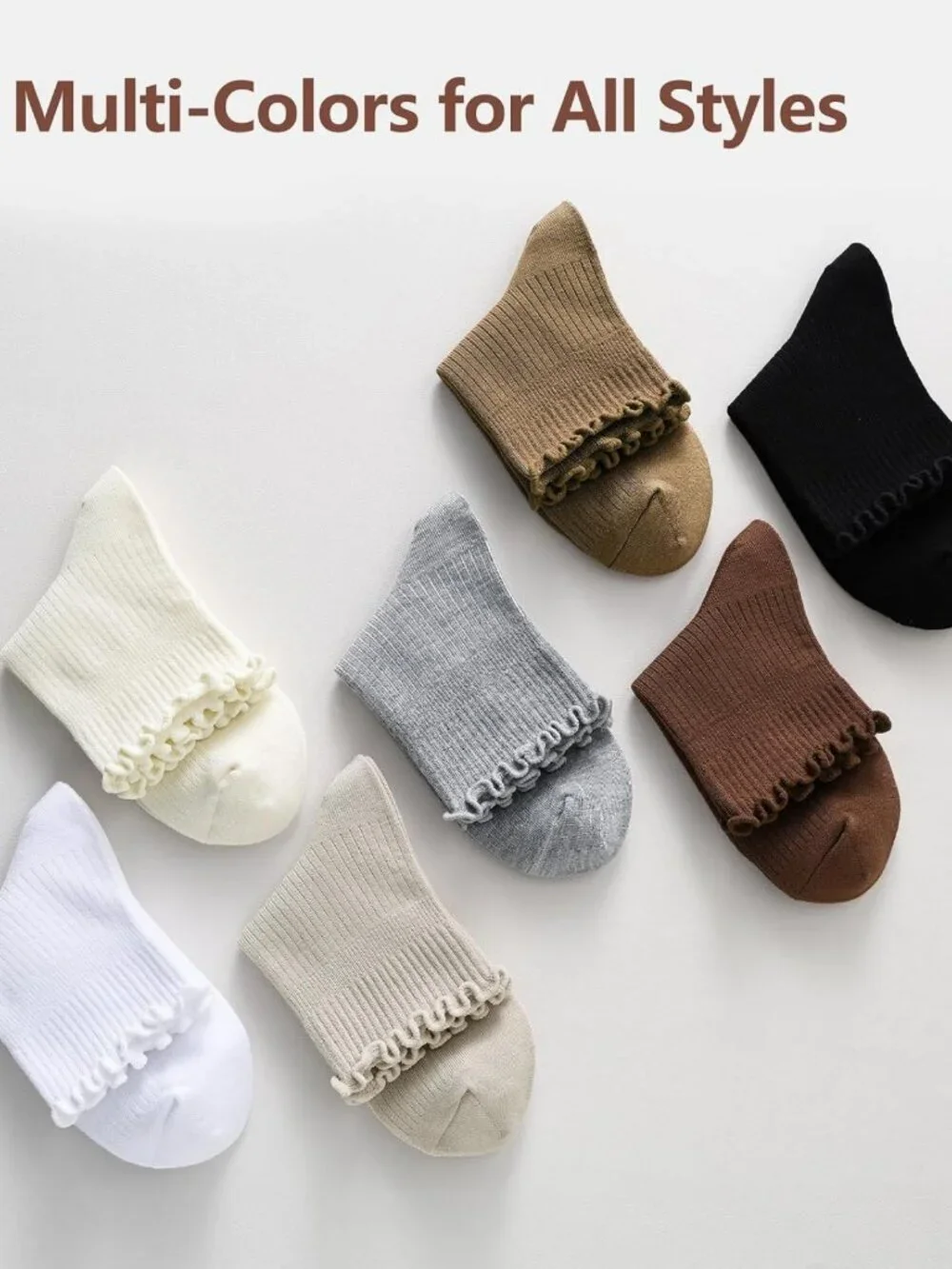 Soft Bamboo Ruffle Ankle Socks | Breathable Lettuce Edge Crew & Frilly Quarter